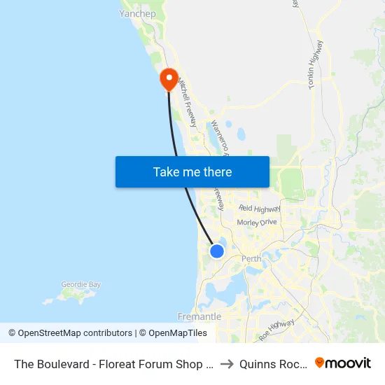 The Boulevard  - Floreat Forum Shop Ctr to Quinns Rocks map