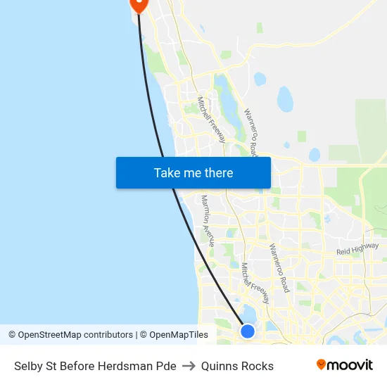 Selby St Before Herdsman Pde to Quinns Rocks map