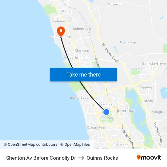Shenton Av Before Connolly Dr to Quinns Rocks map