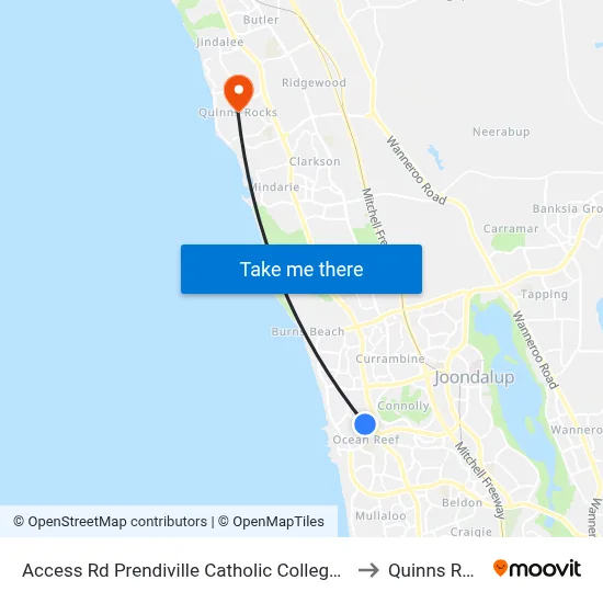 Access Rd Prendiville Catholic College Stand 3 to Quinns Rocks map