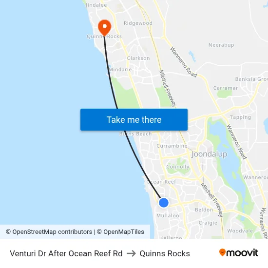 Venturi Dr After Ocean Reef Rd to Quinns Rocks map