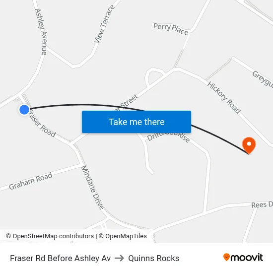 Fraser Rd Before Ashley Av to Quinns Rocks map