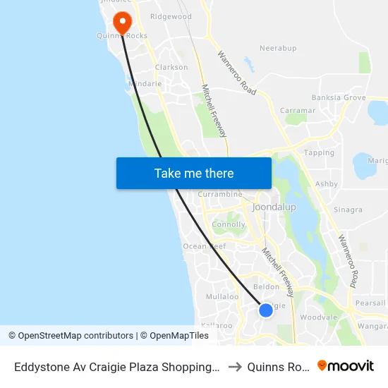 Eddystone Av Craigie Plaza Shopping Centre to Quinns Rocks map