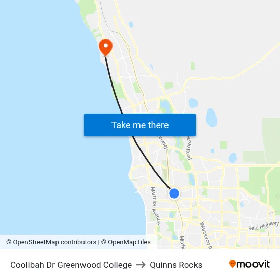 Coolibah Dr Greenwood College to Quinns Rocks map