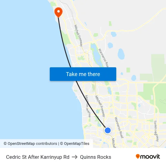 Cedric St After Karrinyup Rd to Quinns Rocks map