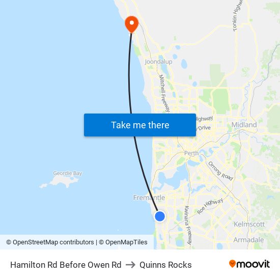 Hamilton Rd Before Owen Rd to Quinns Rocks map