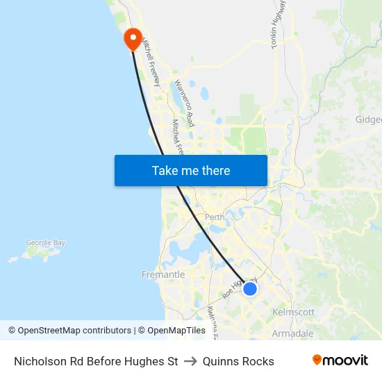Nicholson Rd Before Hughes St to Quinns Rocks map