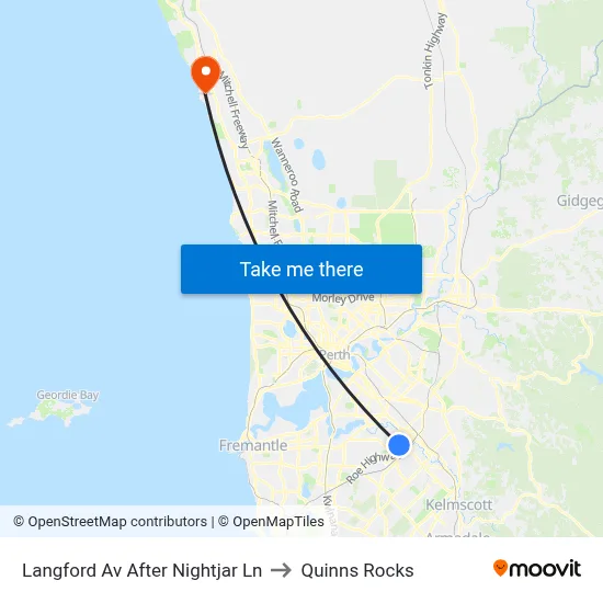 Langford Av After Nightjar Ln to Quinns Rocks map