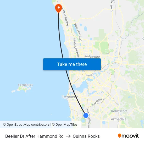 Beeliar Dr After Hammond Rd to Quinns Rocks map