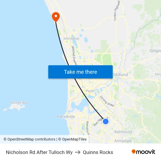 Nicholson Rd After Tulloch Wy to Quinns Rocks map