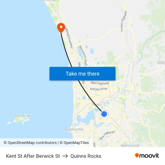 Kent St After Berwick St to Quinns Rocks map