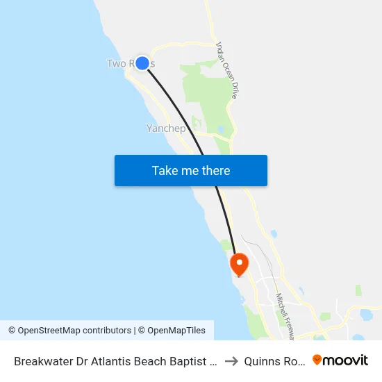 Breakwater Dr Atlantis Beach Baptist College to Quinns Rocks map