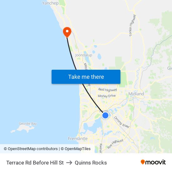 Terrace Rd Before Hill St to Quinns Rocks map