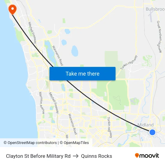 Clayton St Before Military Rd to Quinns Rocks map
