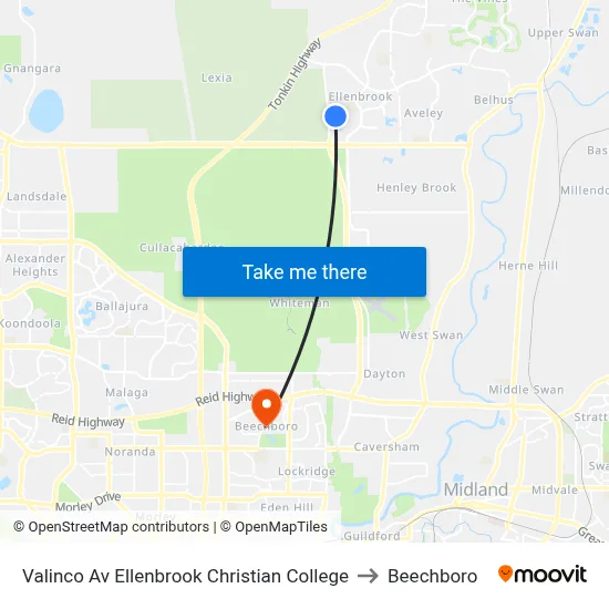 Valinco Av Ellenbrook Christian College to Beechboro map