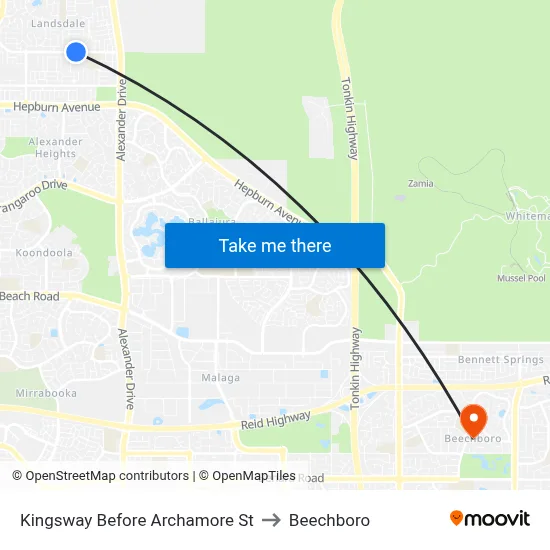 Kingsway   Before Archamore St to Beechboro map