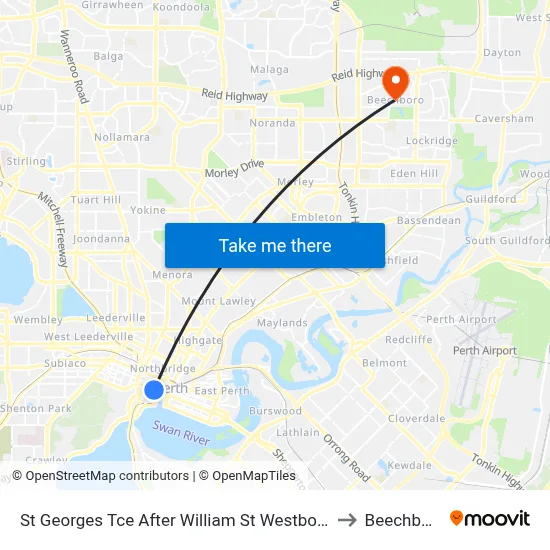 St Georges Tce After William St Westbound to Beechboro map