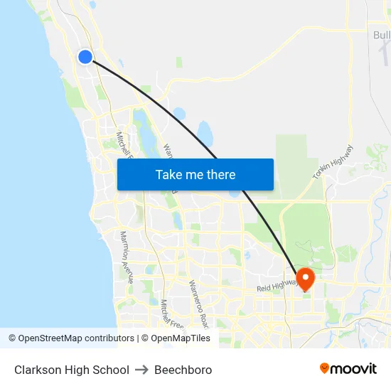 Clarkson High School to Beechboro map