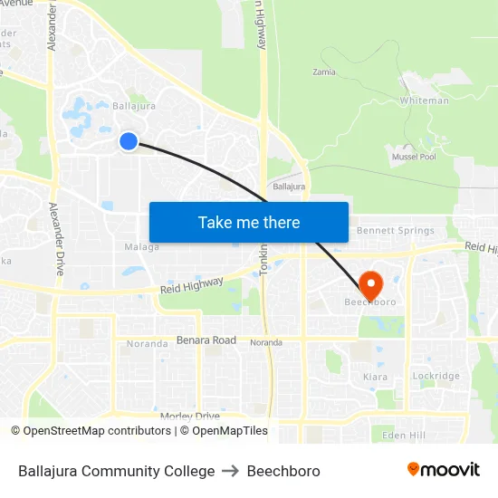 Ballajura Community College to Beechboro map