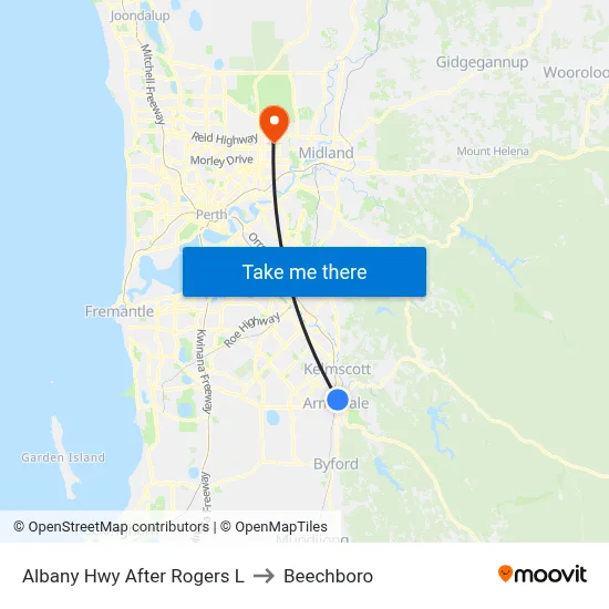 Albany Hwy After Rogers L to Beechboro map