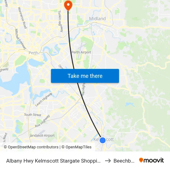 Albany Hwy Kelmscott Stargate Shopping Ctr to Beechboro map