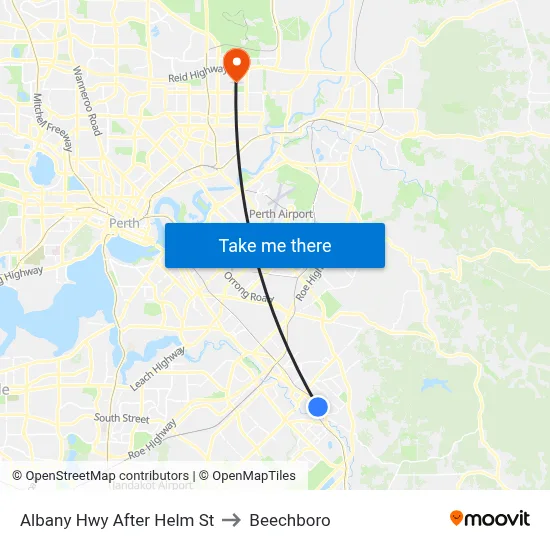 Albany Hwy After Helm St to Beechboro map