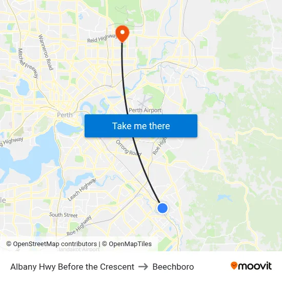 Albany Hwy Before the Crescent to Beechboro map
