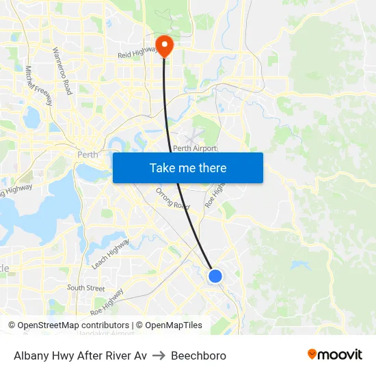 Albany Hwy After River Av to Beechboro map