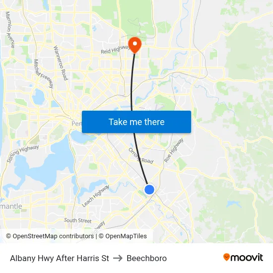 Albany Hwy After Harris St to Beechboro map