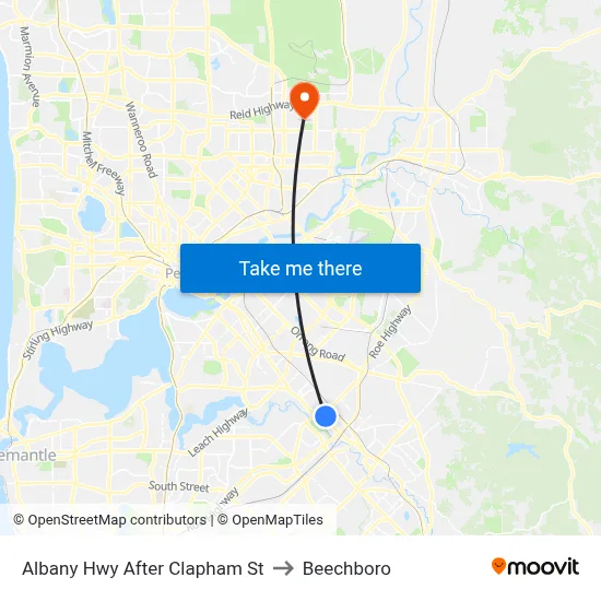 Albany Hwy After Clapham St to Beechboro map