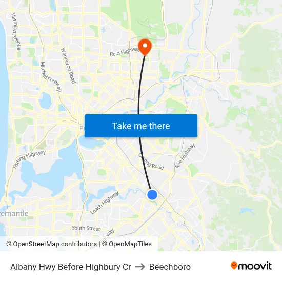 Albany Hwy Before Highbury Cr to Beechboro map