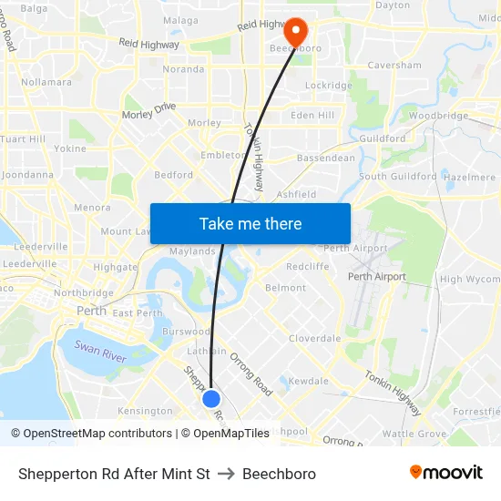 Shepperton Rd After Mint St to Beechboro map