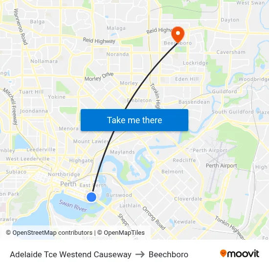 Adelaide Tce Westend Causeway to Beechboro map