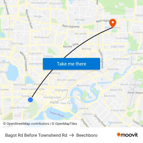 Bagot Rd Before Townshend Rd to Beechboro map