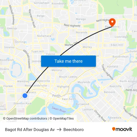 Bagot Rd After Douglas Av to Beechboro map