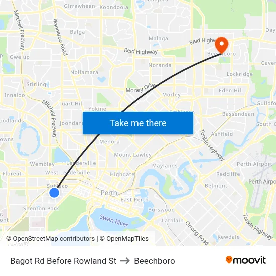 Bagot Rd Before Rowland St to Beechboro map