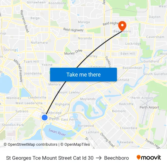 St Georges Tce Mount Street Cat Id 30 to Beechboro map