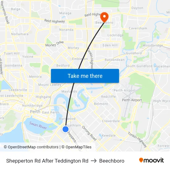 Shepperton Rd After Teddington Rd to Beechboro map