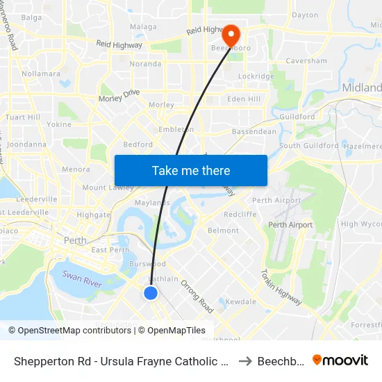 Shepperton Rd - Ursula Frayne Catholic Coll Sen to Beechboro map