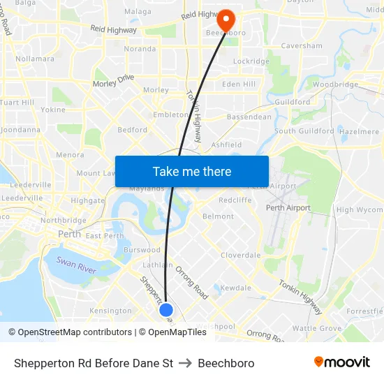 Shepperton Rd Before Dane St to Beechboro map