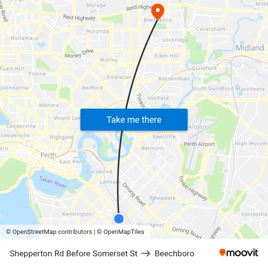 Shepperton Rd Before Somerset St to Beechboro map