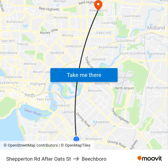 Shepperton Rd After Oats St to Beechboro map