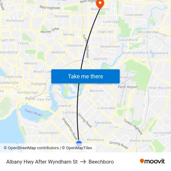 Albany Hwy After Wyndham St to Beechboro map