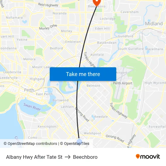 Albany Hwy After Tate St to Beechboro map