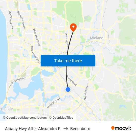 Albany Hwy After Alexandra Pl to Beechboro map