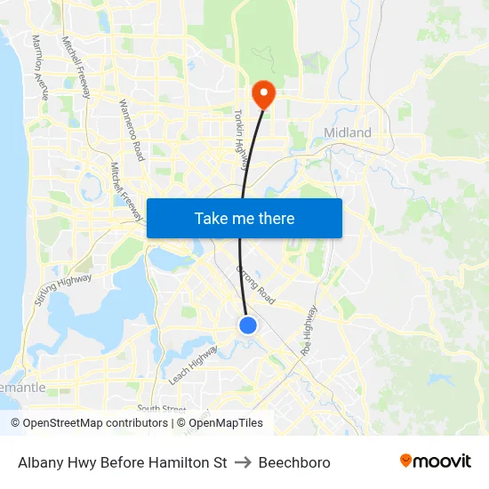Albany Hwy Before Hamilton St to Beechboro map