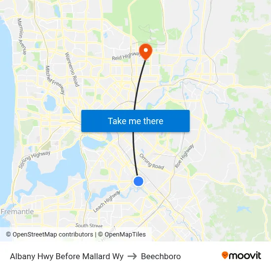 Albany Hwy Before Mallard Wy to Beechboro map