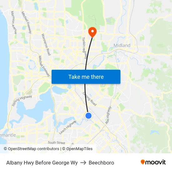 Albany Hwy Before George Wy to Beechboro map