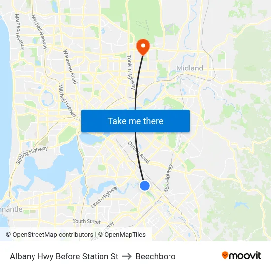 Albany Hwy Before Station St to Beechboro map