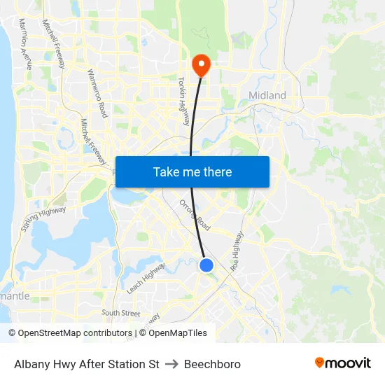 Albany Hwy After Station St to Beechboro map